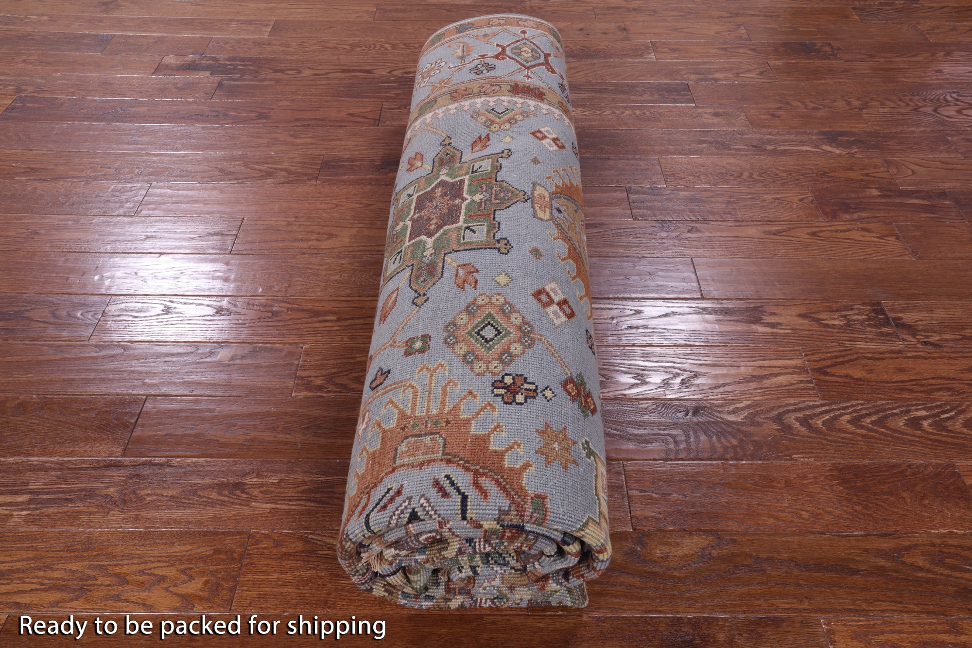 Geometric Heriz Serapi Hand Knotted Wool Rug - 8' 11" X 12' 3" - Golden Nile