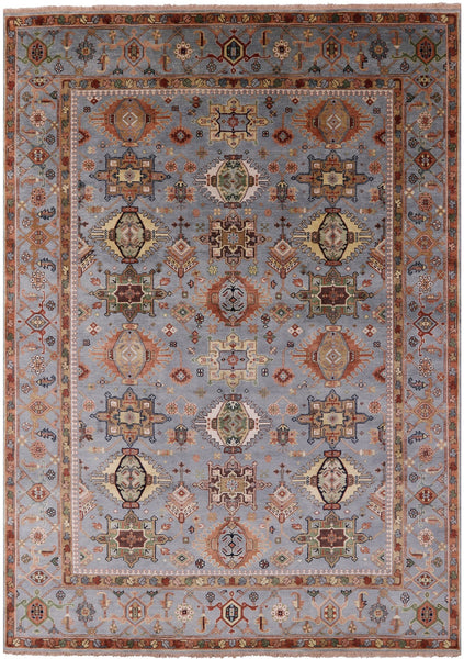 Geometric Heriz Serapi Hand Knotted Wool Rug - 8' 11" X 12' 3" - Golden Nile