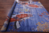 Fish Design Contemporary Hand Knotted Silk Rug - 8' 10" X 12' 0" - Golden Nile