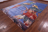 Parrots Design Contemporary Hand Knotted Silk Rug - 8' 10" X 12' 4" - Golden Nile