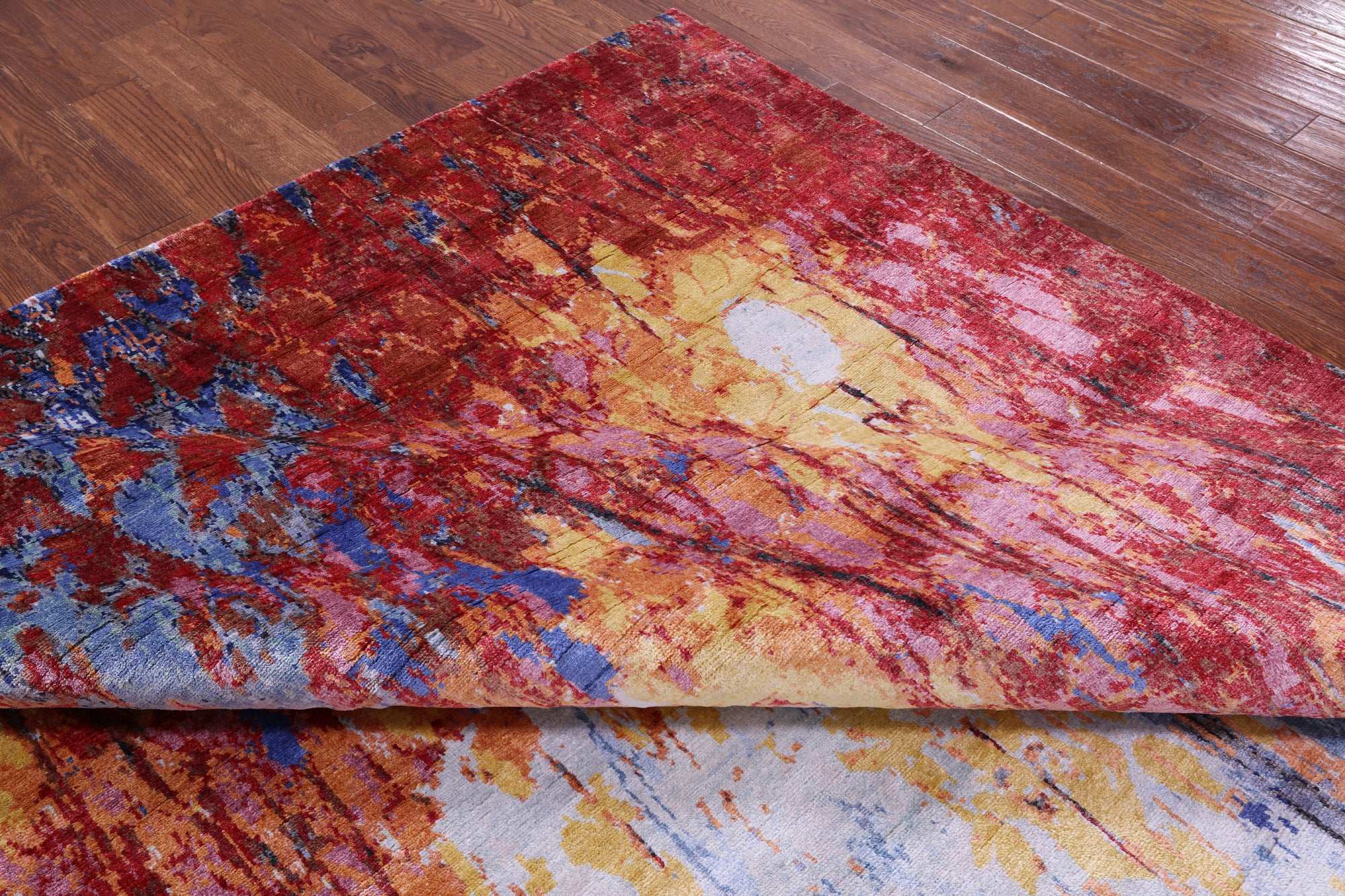Contemporary Handmade 100% Silk Rug - 8' 9" X 12' 0" - Golden Nile