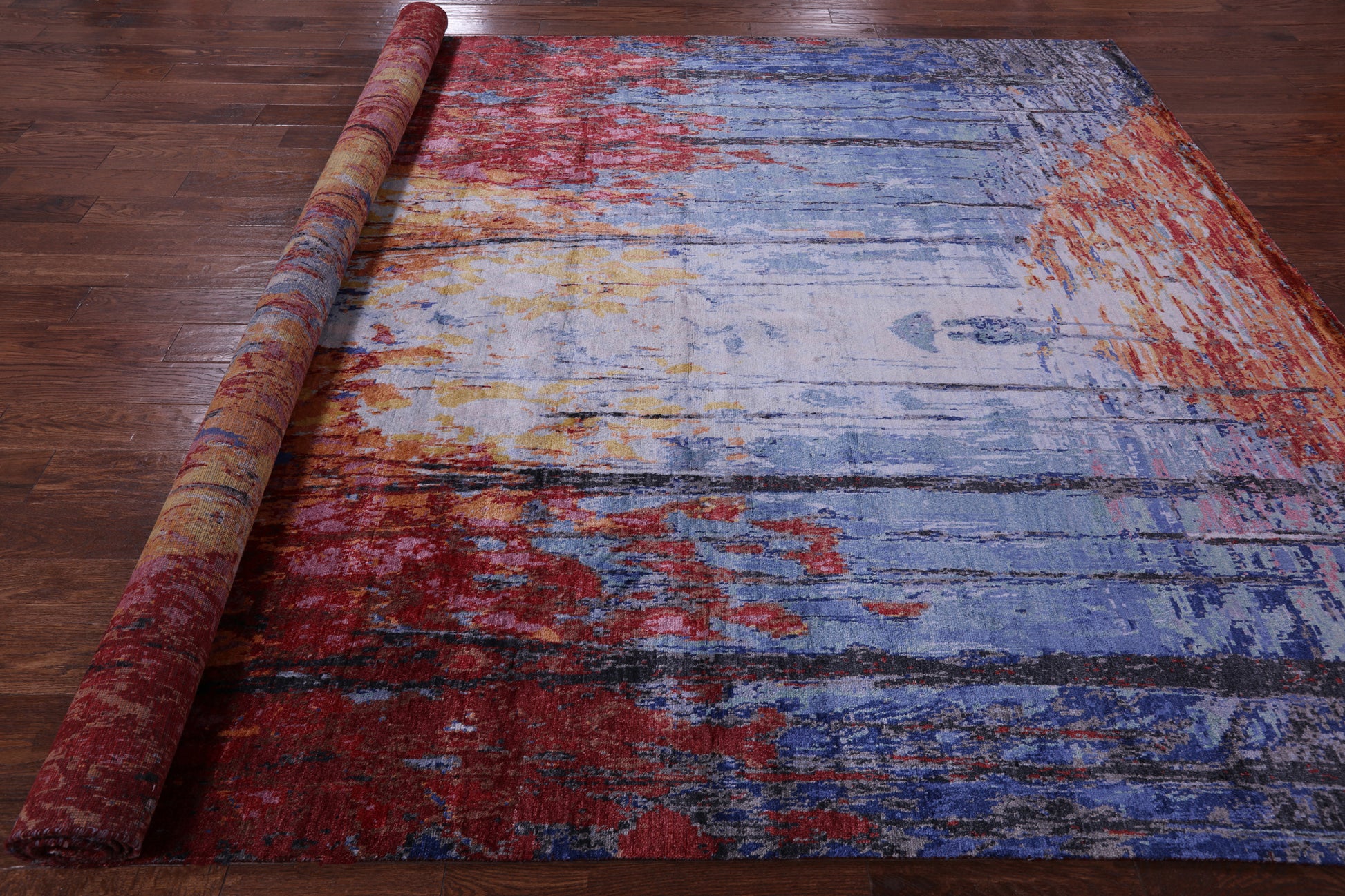 Contemporary Handmade 100% Silk Rug - 8' 9" X 12' 0" - Golden Nile