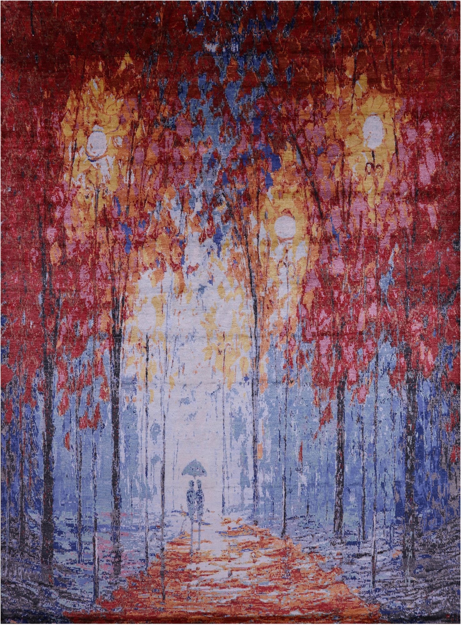 Contemporary Handmade 100% Silk Rug - 8' 9" X 12' 0" - Golden Nile