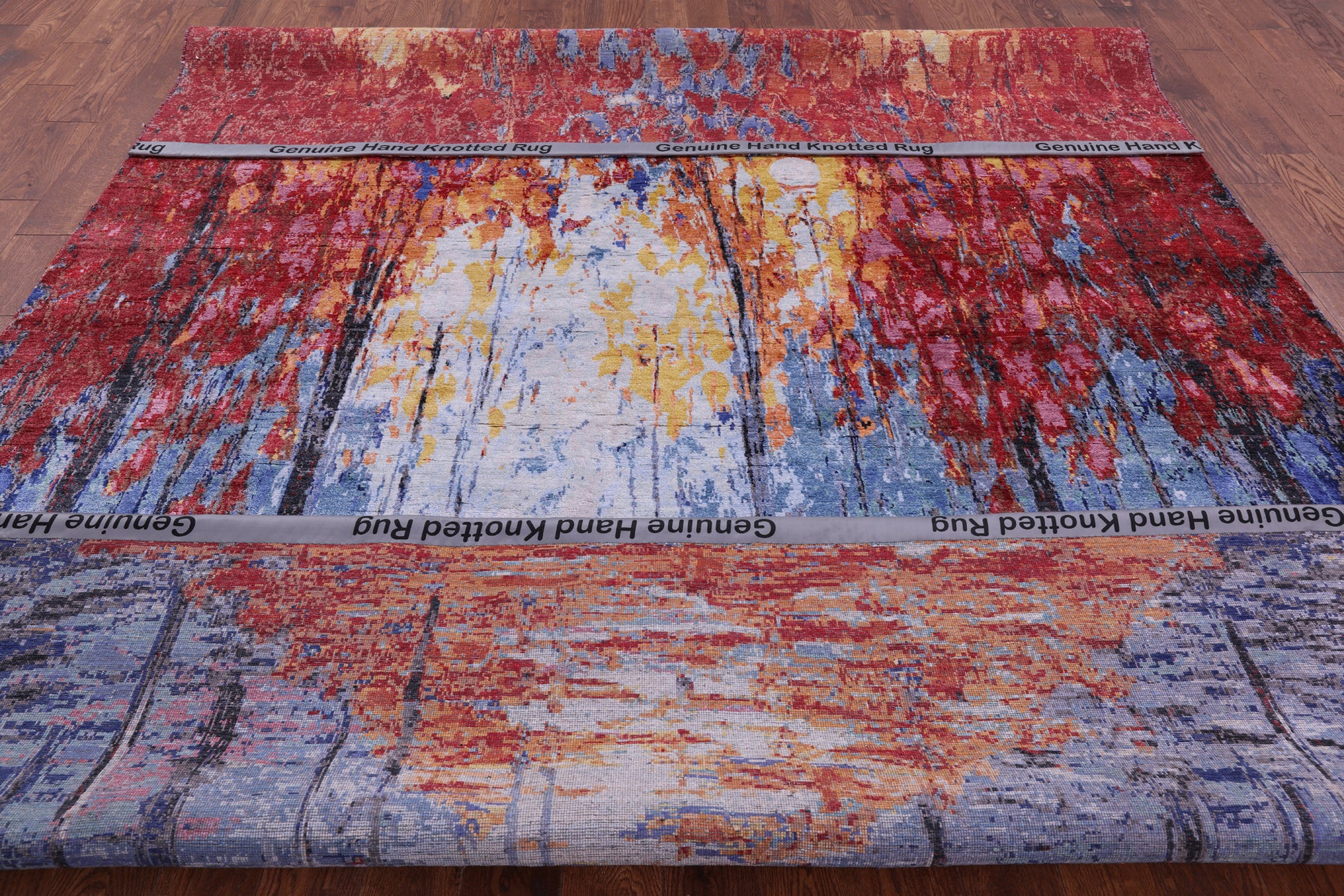 Contemporary Handmade 100% Silk Rug - 8' 9" X 12' 0" - Golden Nile