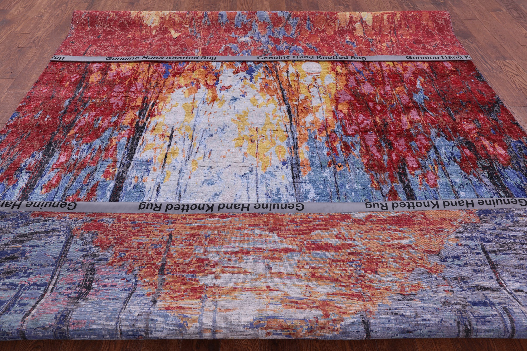 Contemporary Handmade 100% Silk Rug - 8' 9" X 12' 0" - Golden Nile