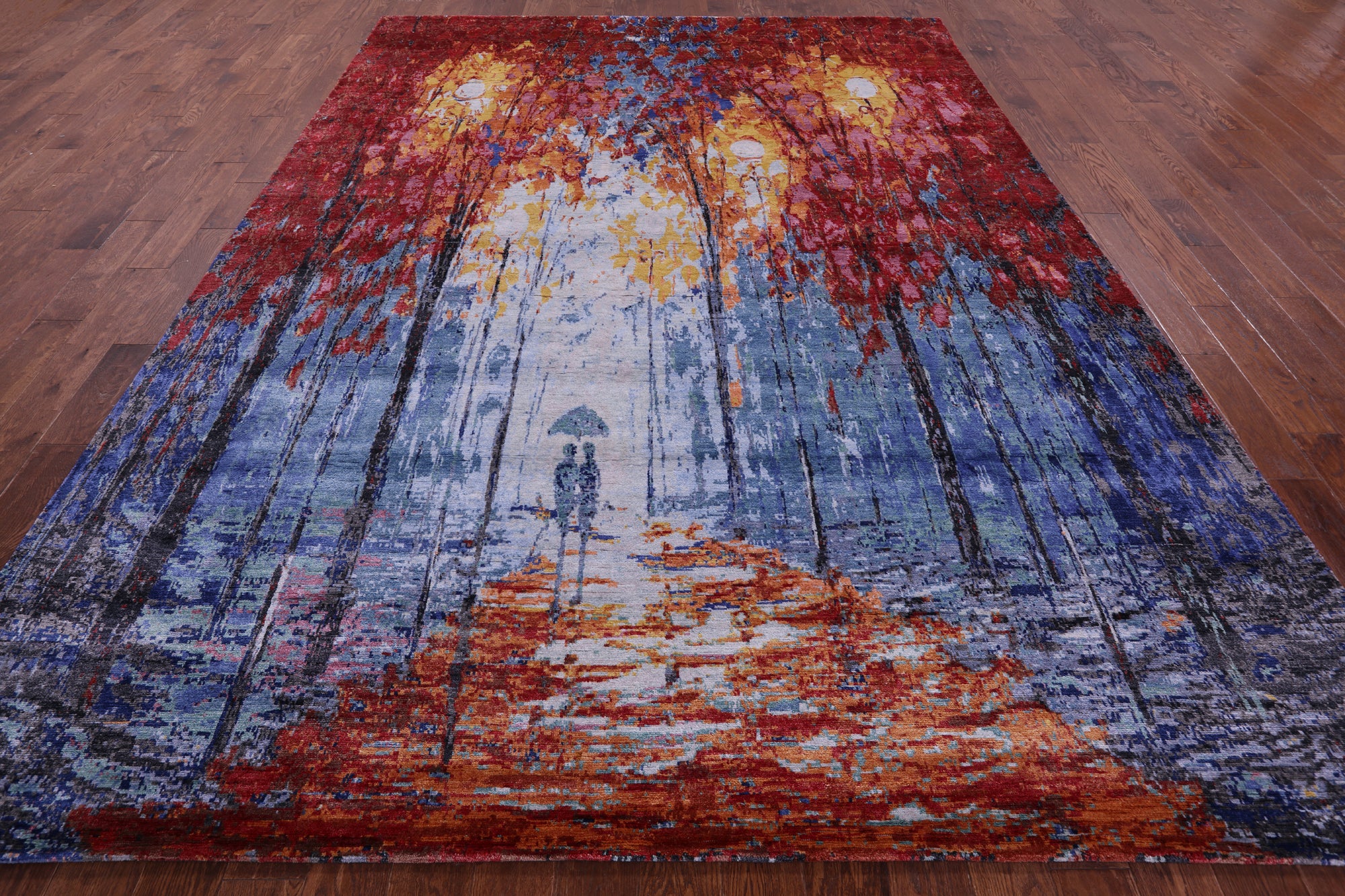 Contemporary Handmade 100% Silk Rug - 8' 9" X 12' 0" - Golden Nile
