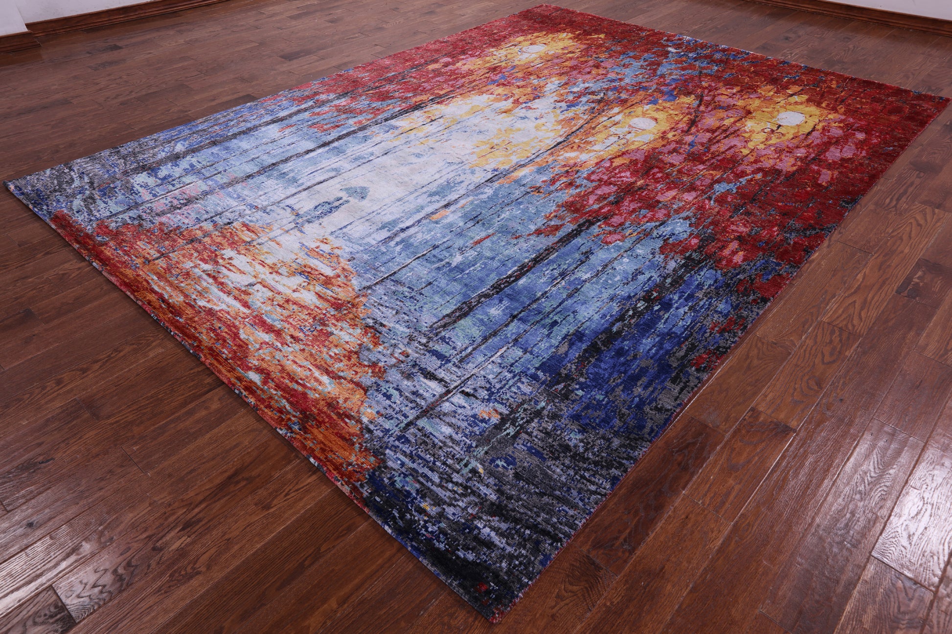 Contemporary Handmade 100% Silk Rug - 8' 9" X 12' 0" - Golden Nile