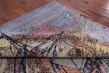 Sailing Ship Design Contemporary Hand Knotted Wool & Silk Rug - 9' 10" X 14' 2" - Golden Nile