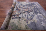 Sailing Ship Design Contemporary Hand Knotted Wool & Silk Rug - 9' 10" X 14' 2" - Golden Nile