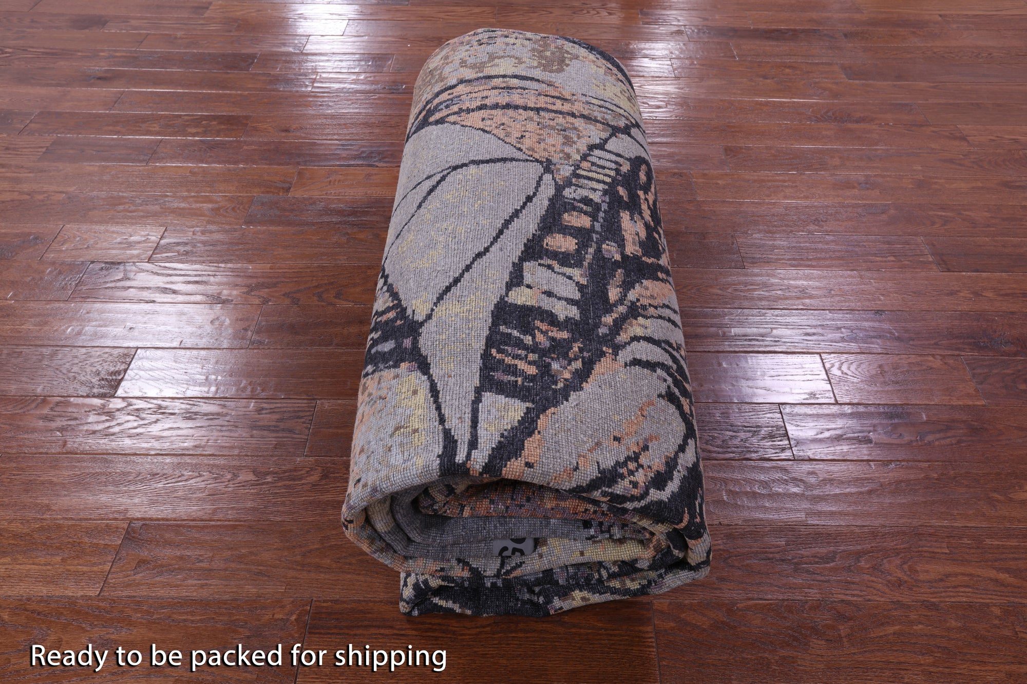 Sailing Ship Design Contemporary Hand Knotted Wool & Silk Rug - 9' 10" X 14' 2" - Golden Nile