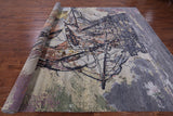 Sailing Ship Design Contemporary Hand Knotted Wool & Silk Rug - 8' 11" X 12' 1" - Golden Nile