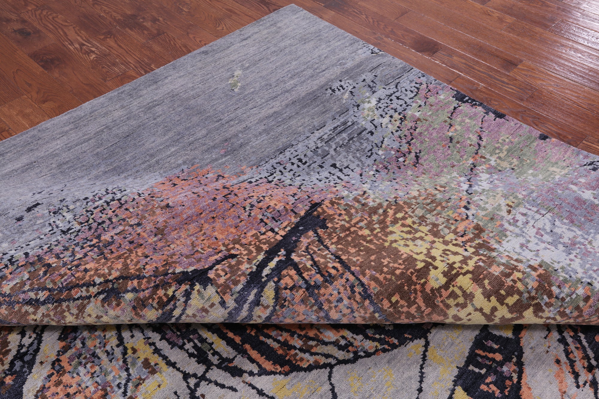 Sailing Ship Design Contemporary Hand Knotted Wool & Silk Rug - 12' 0" X 15' 4" - Golden Nile
