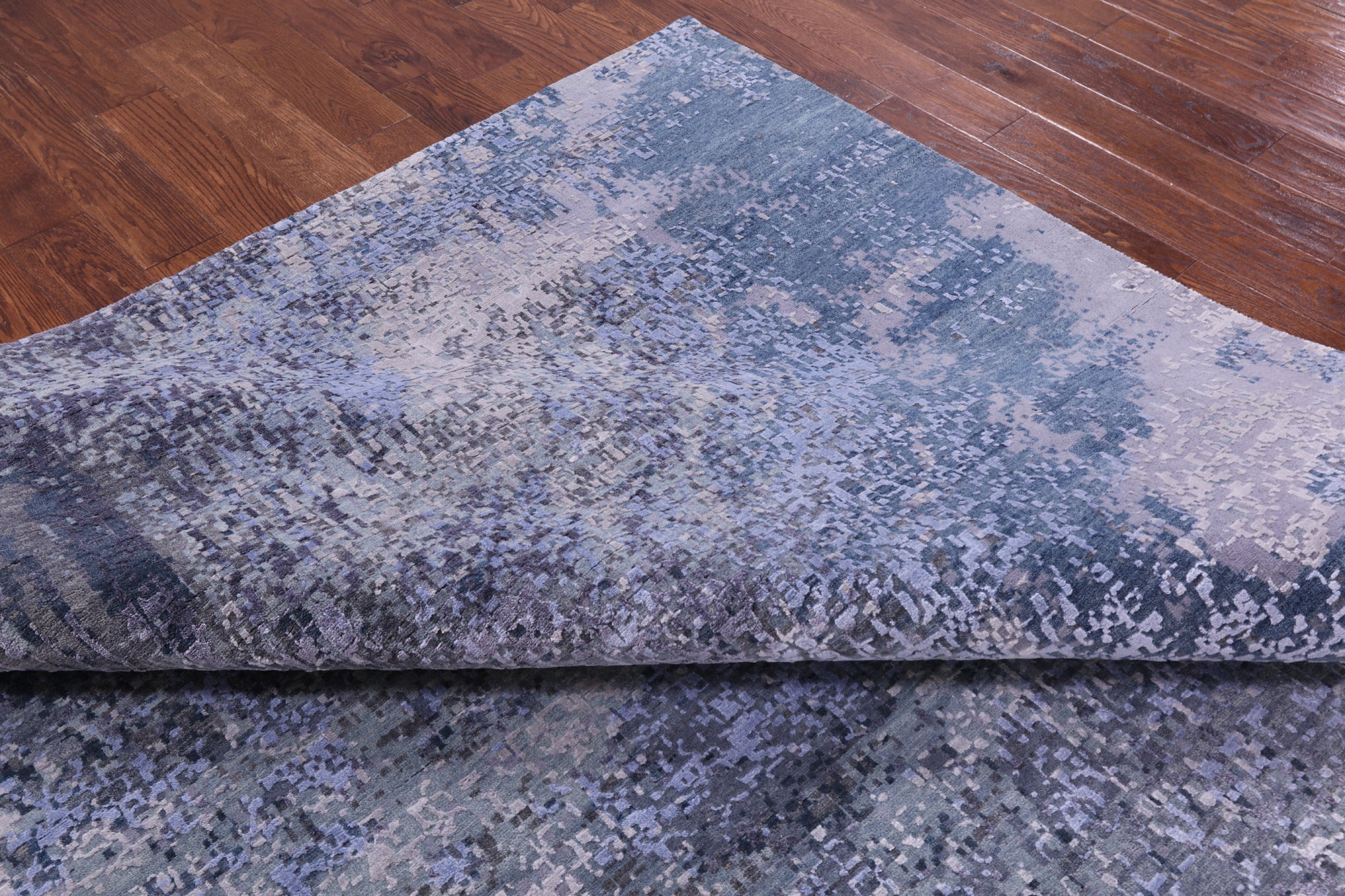 Abstract Contemporary Hand Knotted Wool & Silk Rug - 8' 11" X 12' 0" - Golden Nile