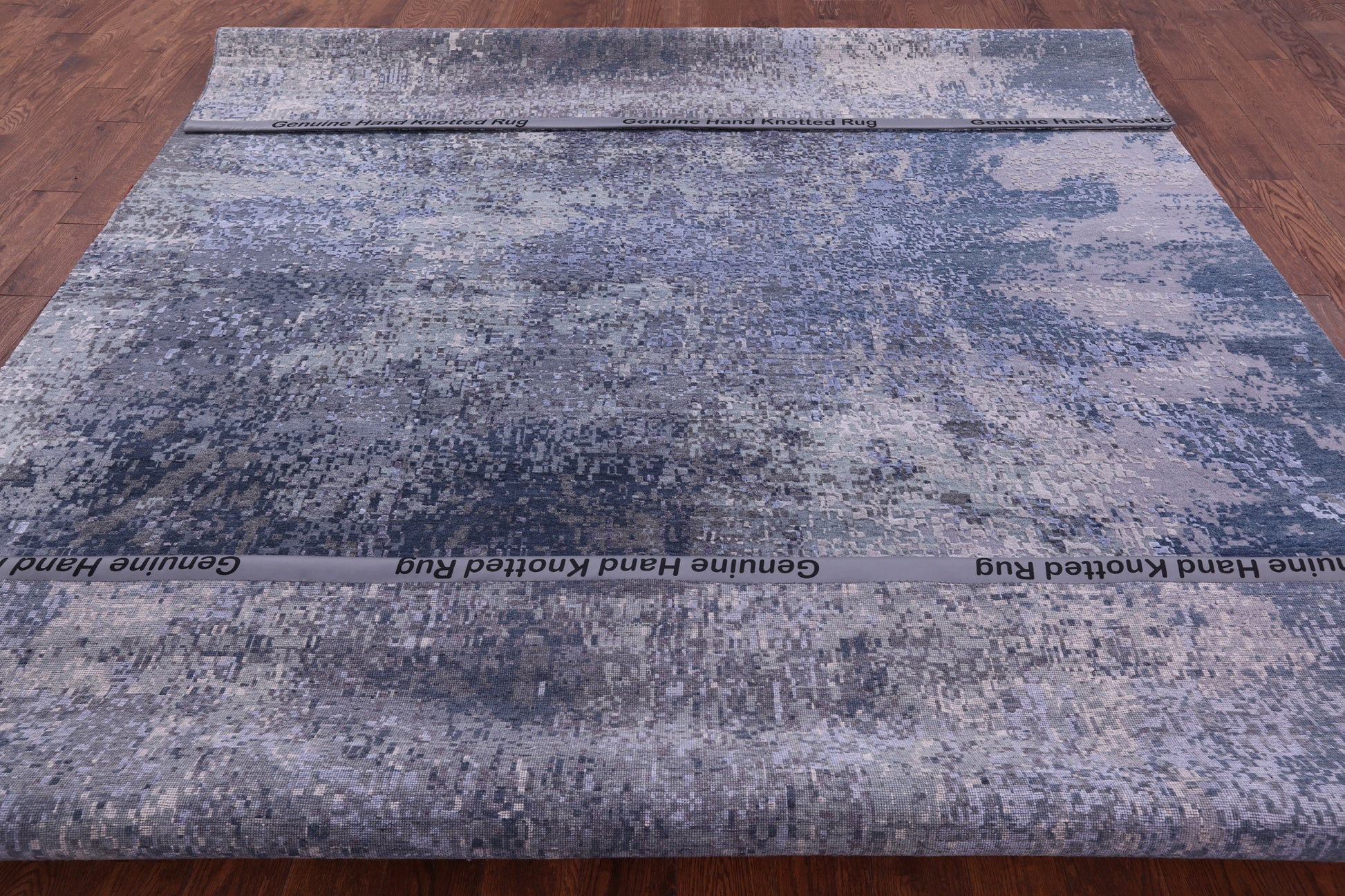 Abstract Contemporary Hand Knotted Wool & Silk Rug - 8' 11" X 12' 0" - Golden Nile
