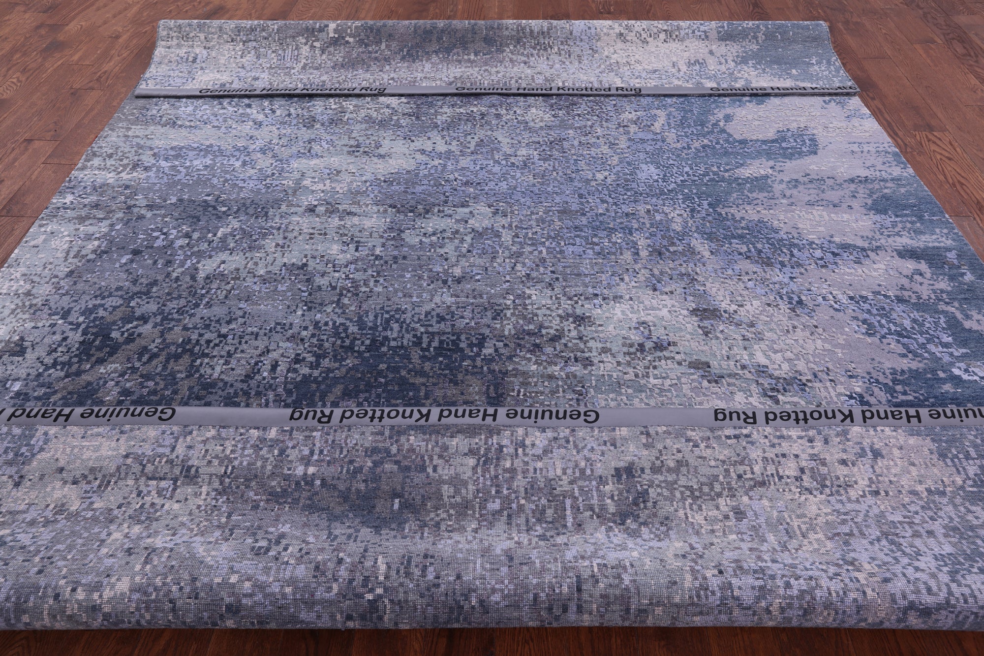 Abstract Contemporary Hand Knotted Wool & Silk Rug - 8' 11" X 12' 0" - Golden Nile