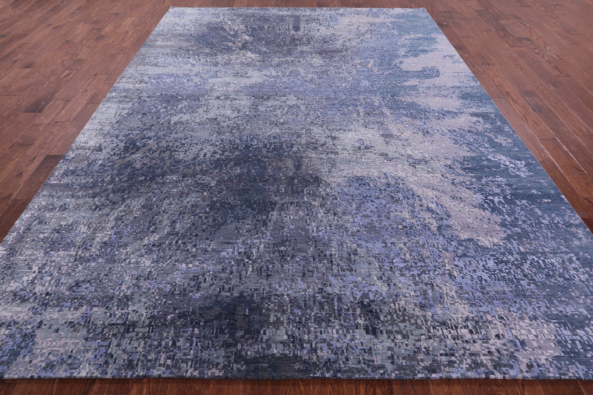 Abstract Contemporary Hand Knotted Wool & Silk Rug - 8' 11" X 12' 0" - Golden Nile
