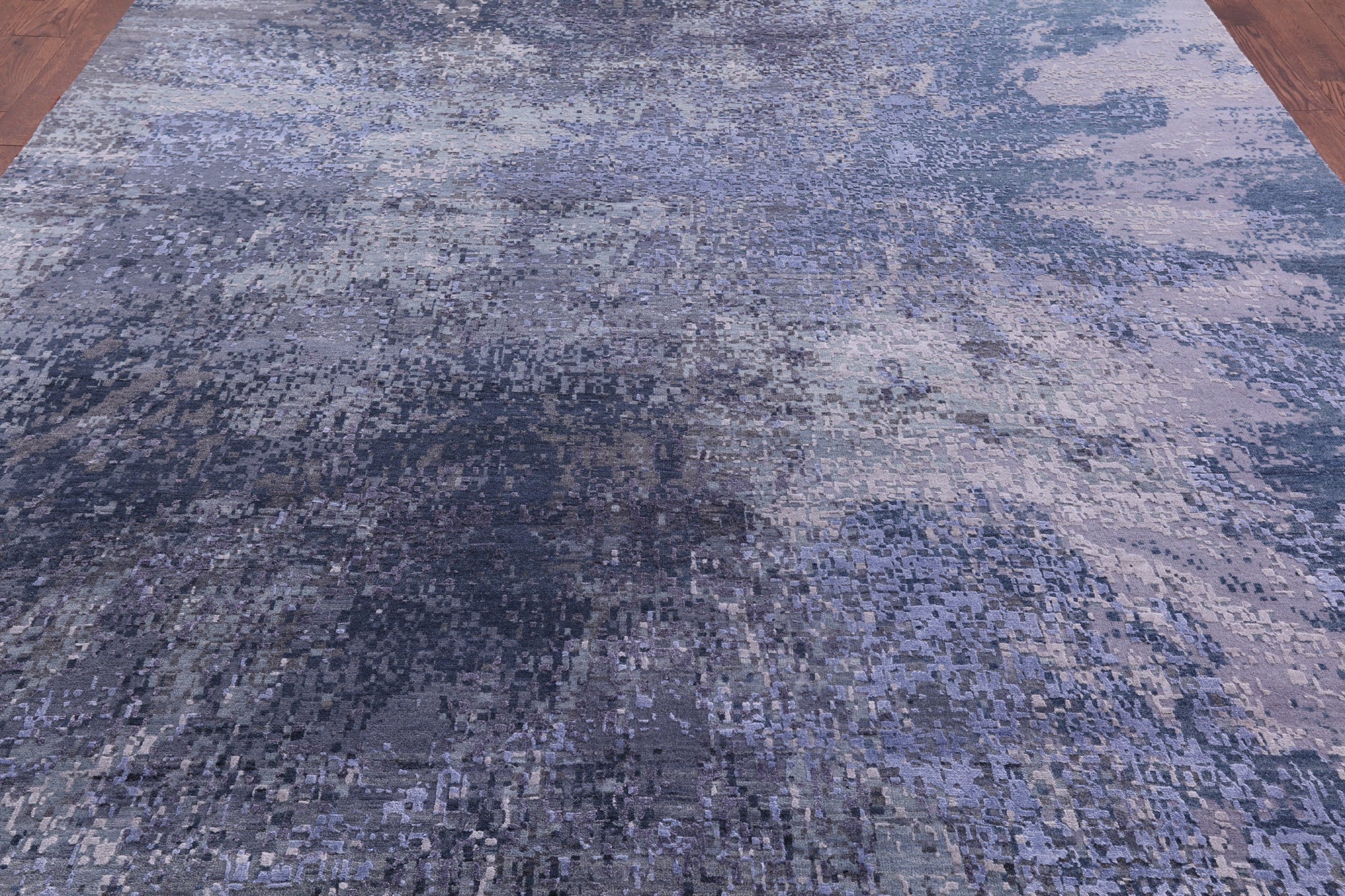 Abstract Contemporary Hand Knotted Wool & Silk Rug - 8' 11" X 12' 0" - Golden Nile