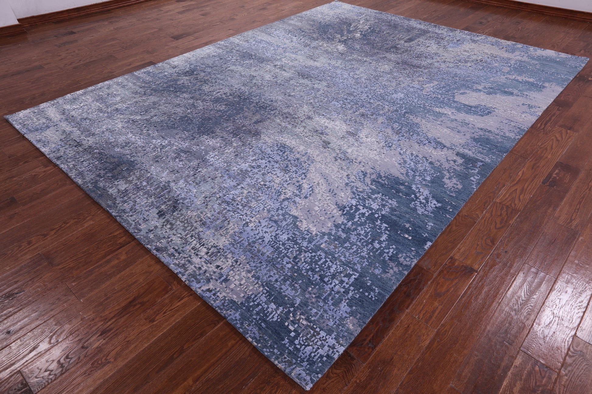 Abstract Contemporary Hand Knotted Wool & Silk Rug - 8' 11" X 12' 0" - Golden Nile