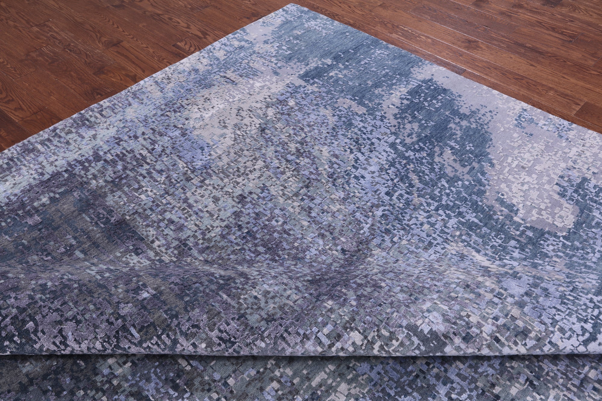 Abstract Modern Hand Knotted Wool & Silk Rug - 9' 11" X 14' 1" - Golden Nile