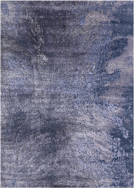 Abstract Modern Hand Knotted Wool & Silk Rug - 9' 11" X 14' 1" - Golden Nile