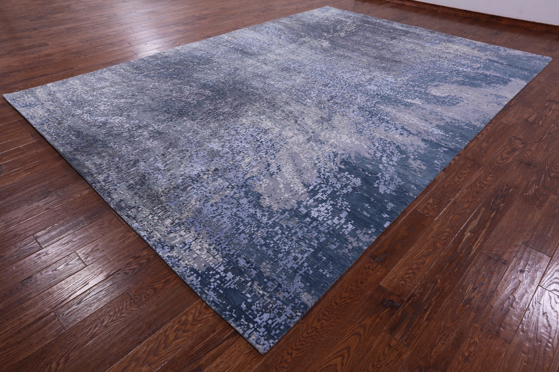Abstract Modern Hand Knotted Wool & Silk Rug - 9' 11" X 14' 1" - Golden Nile