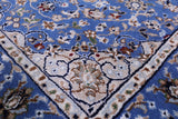 Blue Persian Nain Hand Knotted Wool & Silk Runner Rug - 2' 8" X 18' 1" - Golden Nile