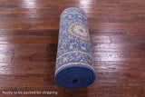 Blue Persian Nain Hand Knotted Wool & Silk Runner Rug - 2' 8" X 18' 1" - Golden Nile