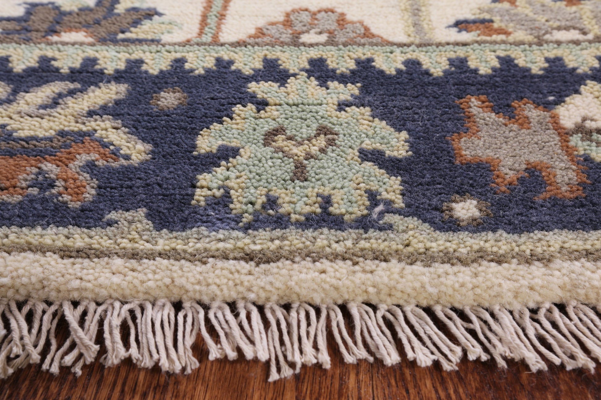 Ivory Turkish Oushak Hand Knotted Wool Runner Rug - 2' 7" X 11' 10" - Golden Nile