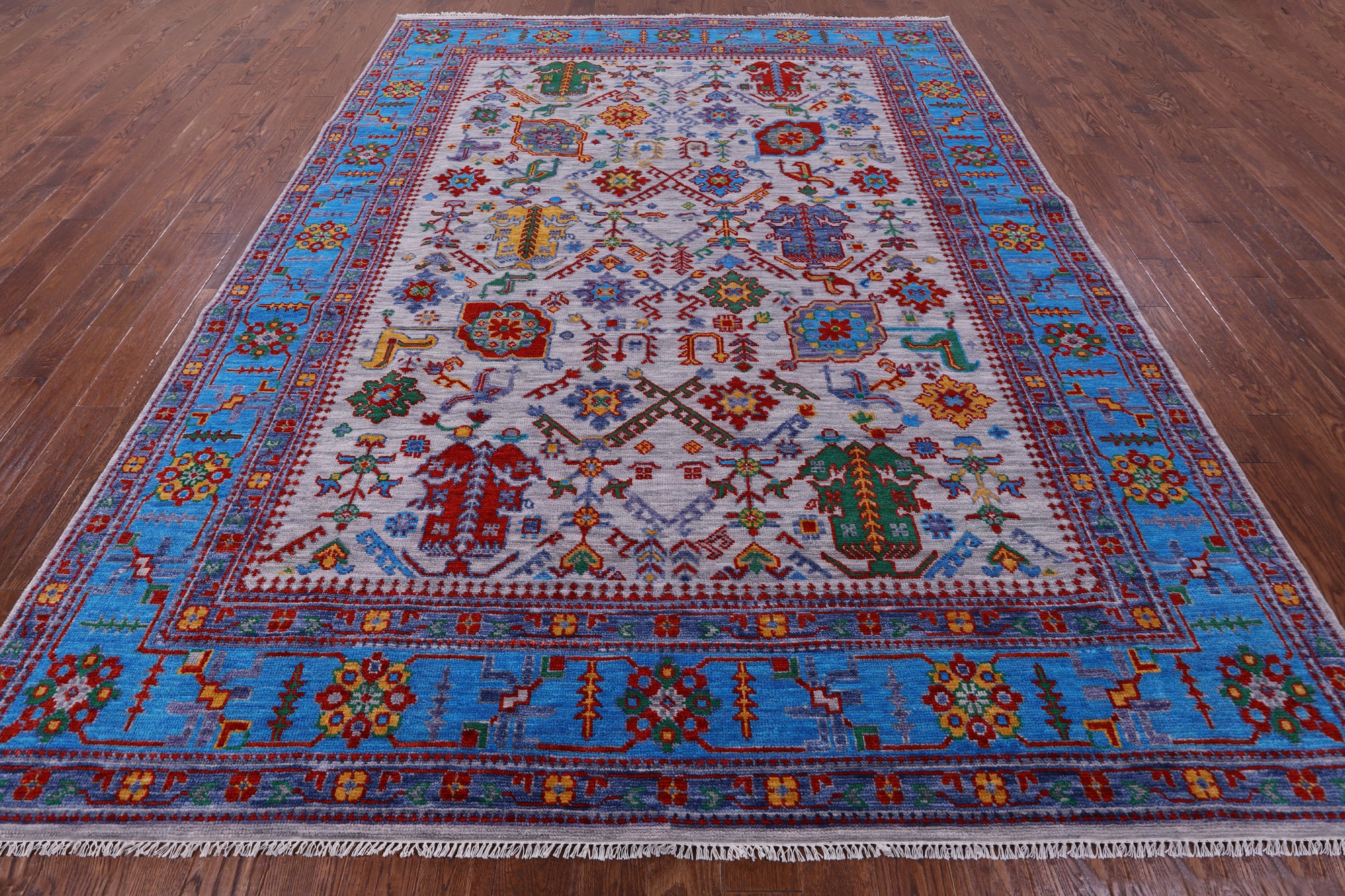Grey Turkish Oushak Hand Knotted Wool Rug - 9' 1" X 12' 3" - Golden Nile