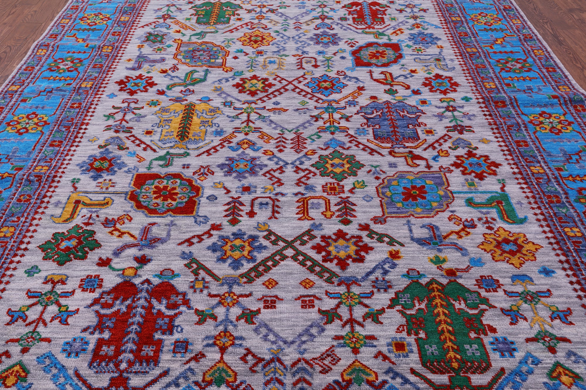 Grey Turkish Oushak Hand Knotted Wool Rug - 9' 1" X 12' 3" - Golden Nile