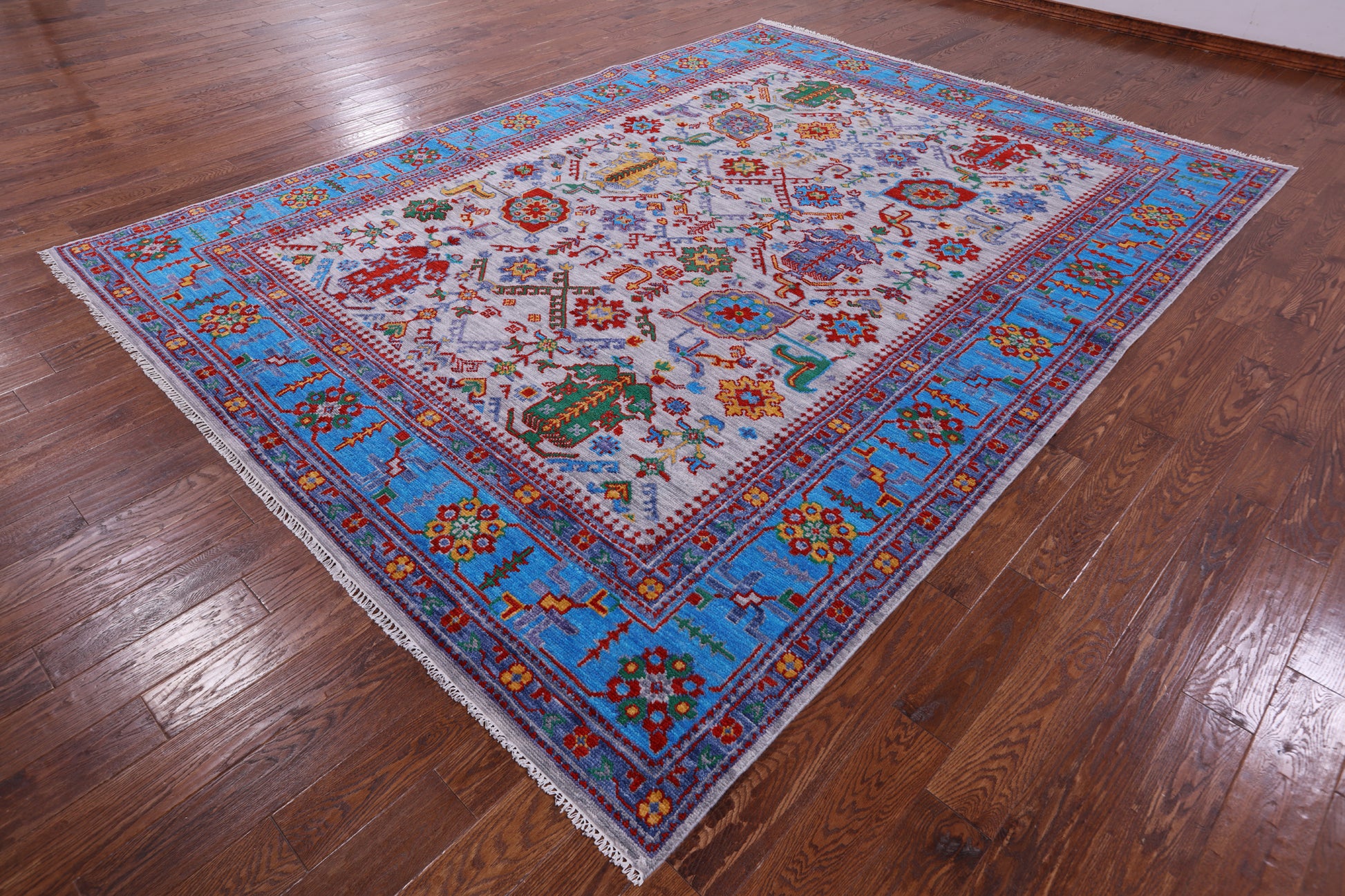 Grey Turkish Oushak Hand Knotted Wool Rug - 9' 1" X 12' 3" - Golden Nile