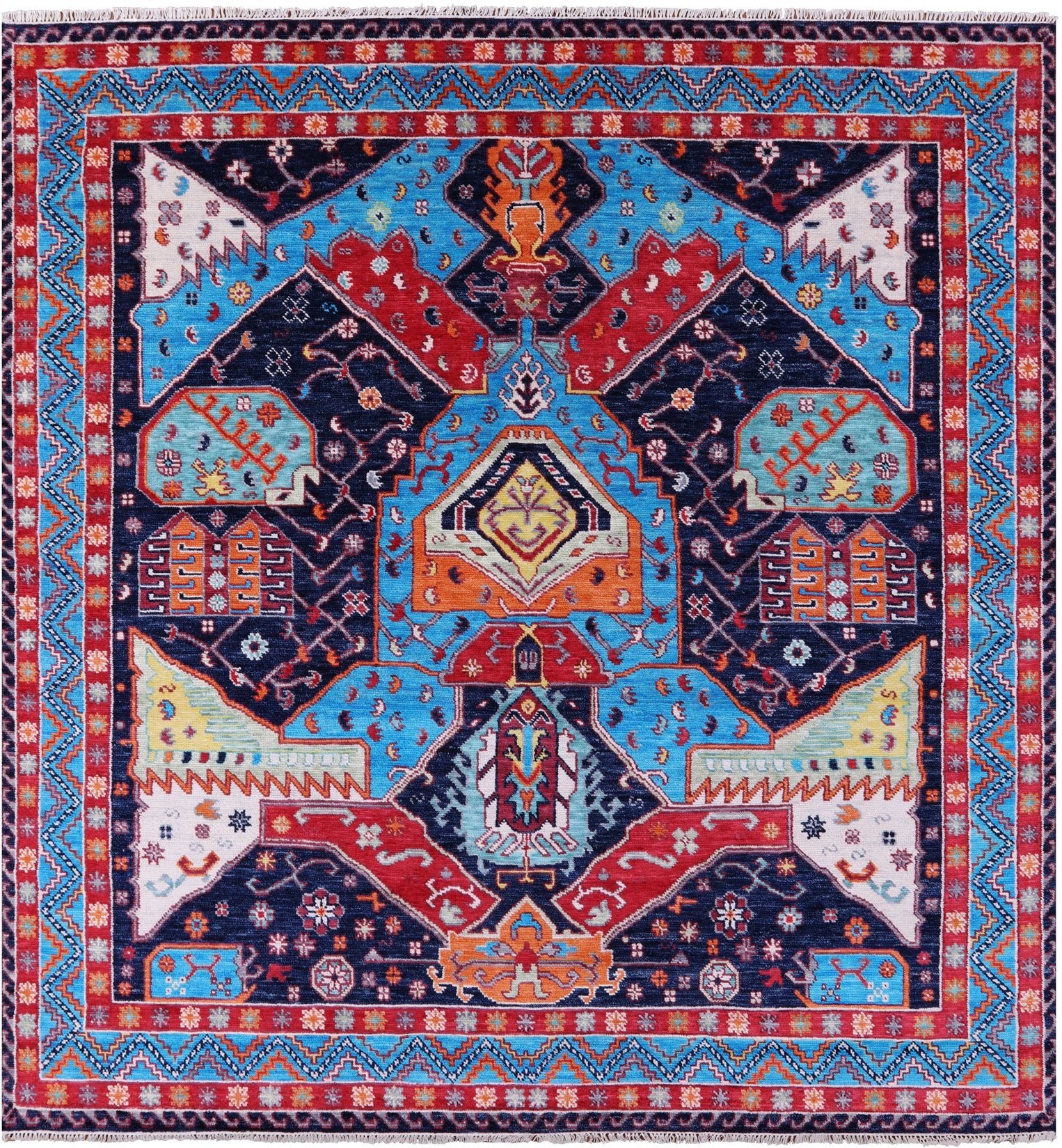 Square Turkish Oushak Hand Knotted Wool Rug - 9' 0" X 9' 3" - Golden Nile