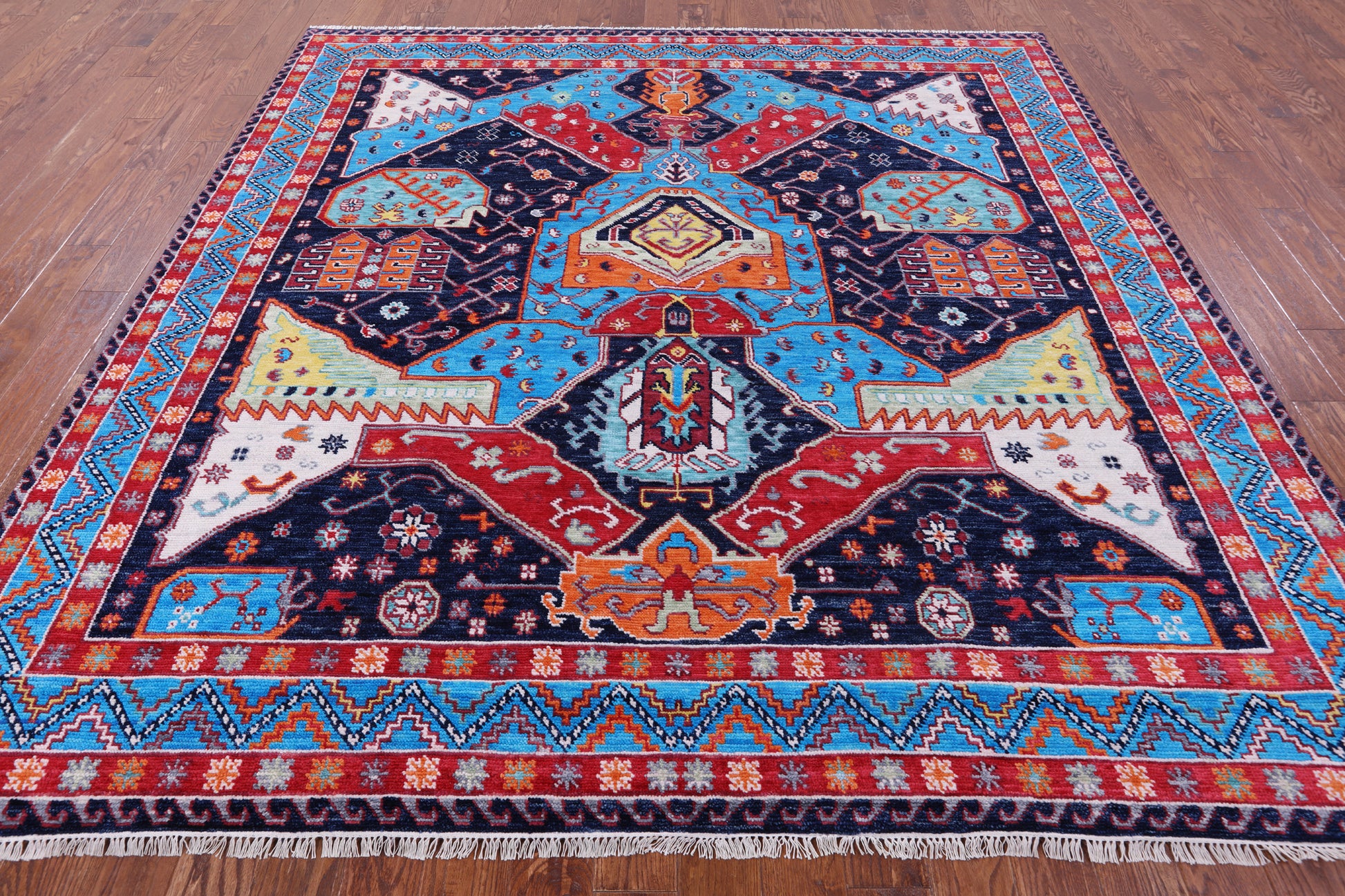 Square Turkish Oushak Hand Knotted Wool Rug - 9' 0" X 9' 3" - Golden Nile
