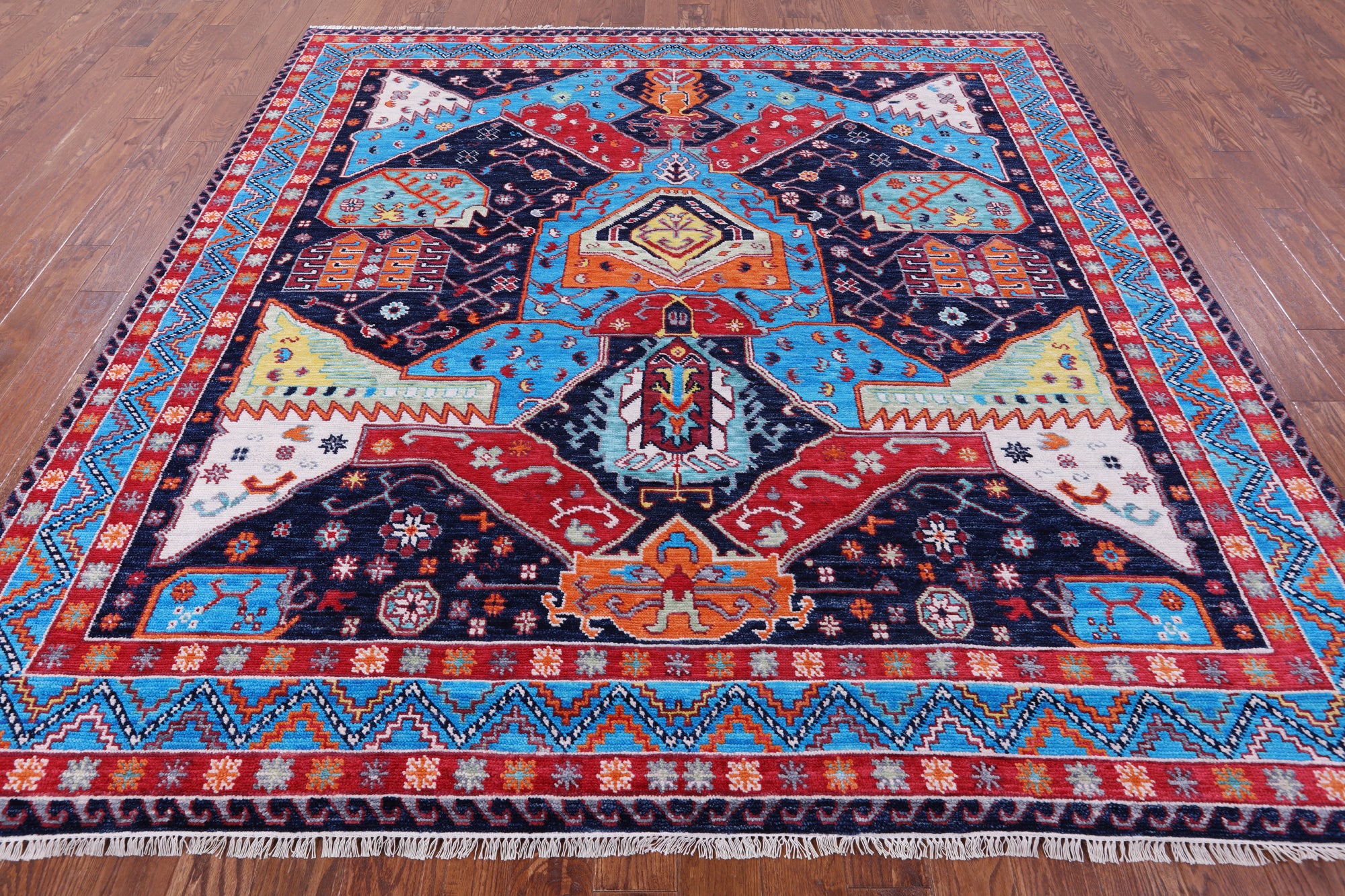 Square Turkish Oushak Hand Knotted Wool Rug - 9' 0" X 9' 3" - Golden Nile