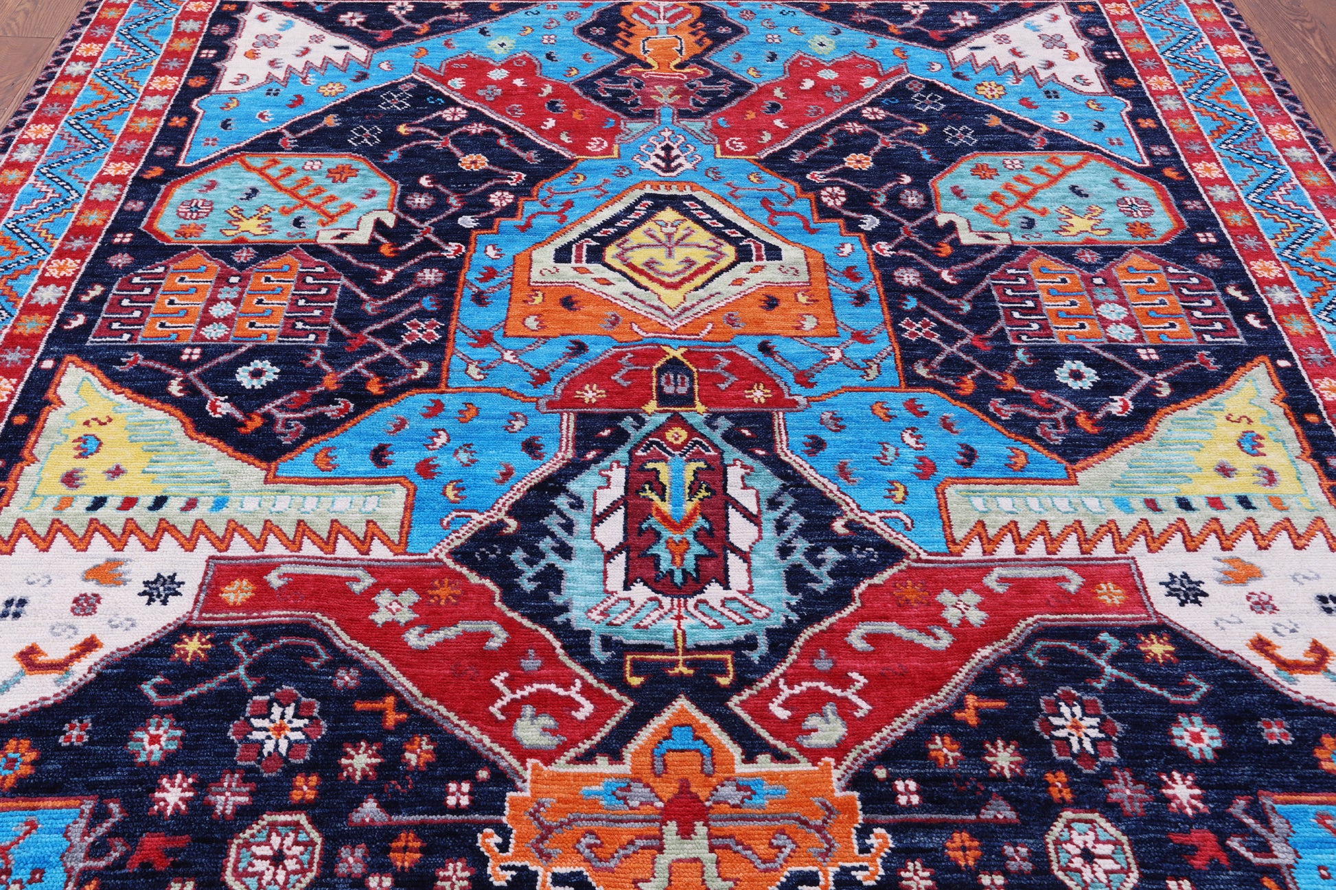 Square Turkish Oushak Hand Knotted Wool Rug - 9' 0" X 9' 3" - Golden Nile
