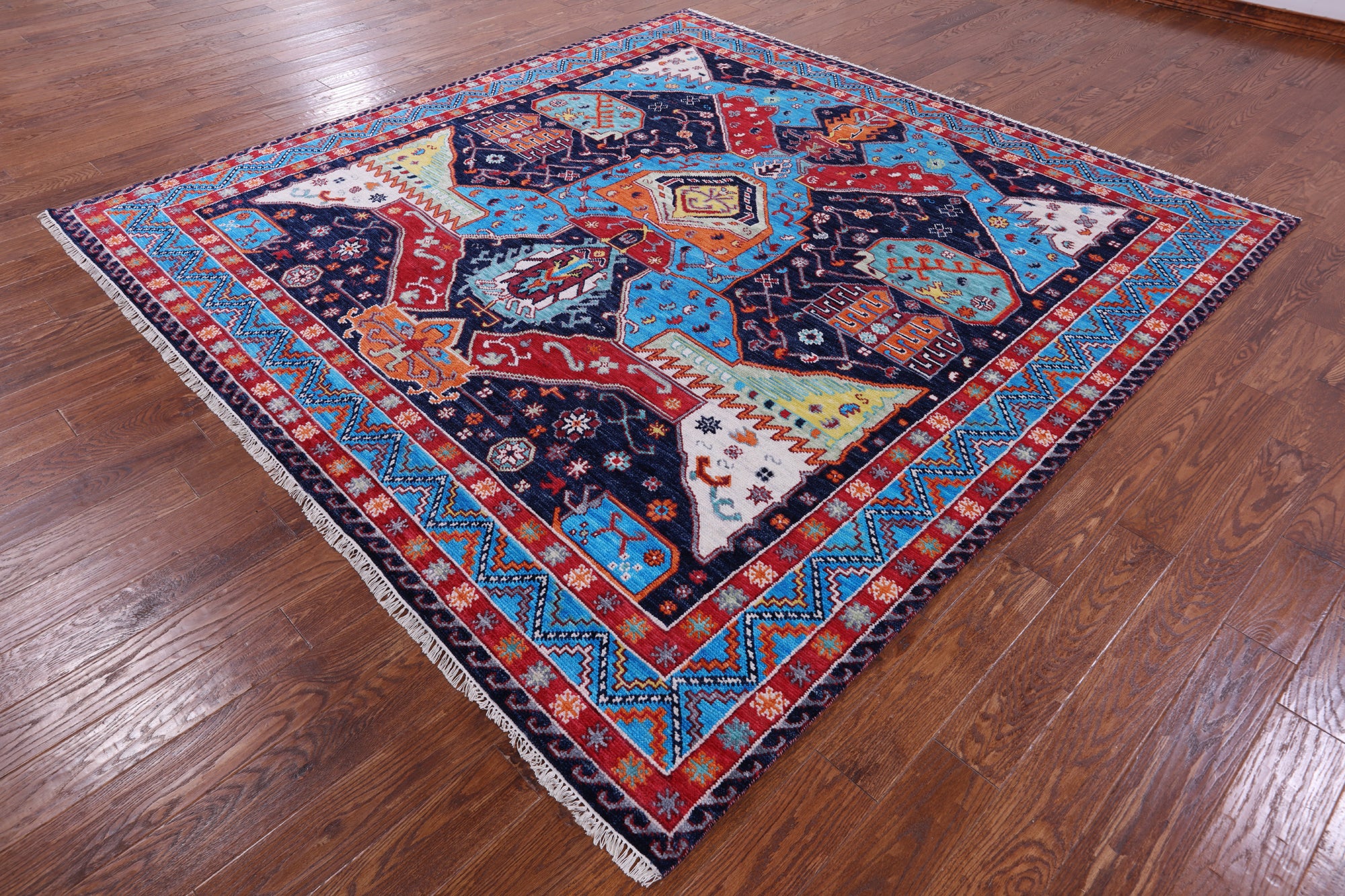 Square Turkish Oushak Hand Knotted Wool Rug - 9' 0" X 9' 3" - Golden Nile