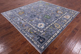 Grey Square Turkish Oushak Hand Knotted Wool Rug - 8' 11" X 9' 0" - Golden Nile