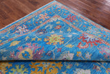 Blue Turkish Oushak Handmade Wool Rug - 7' 11" X 9' 10" - Golden Nile