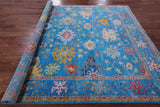 Blue Turkish Oushak Handmade Wool Rug - 7' 11" X 9' 10" - Golden Nile