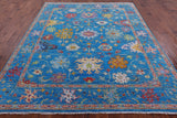 Blue Turkish Oushak Handmade Wool Rug - 7' 11" X 9' 10" - Golden Nile