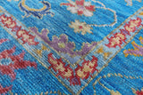 Blue Turkish Oushak Handmade Wool Rug - 7' 11" X 9' 10" - Golden Nile