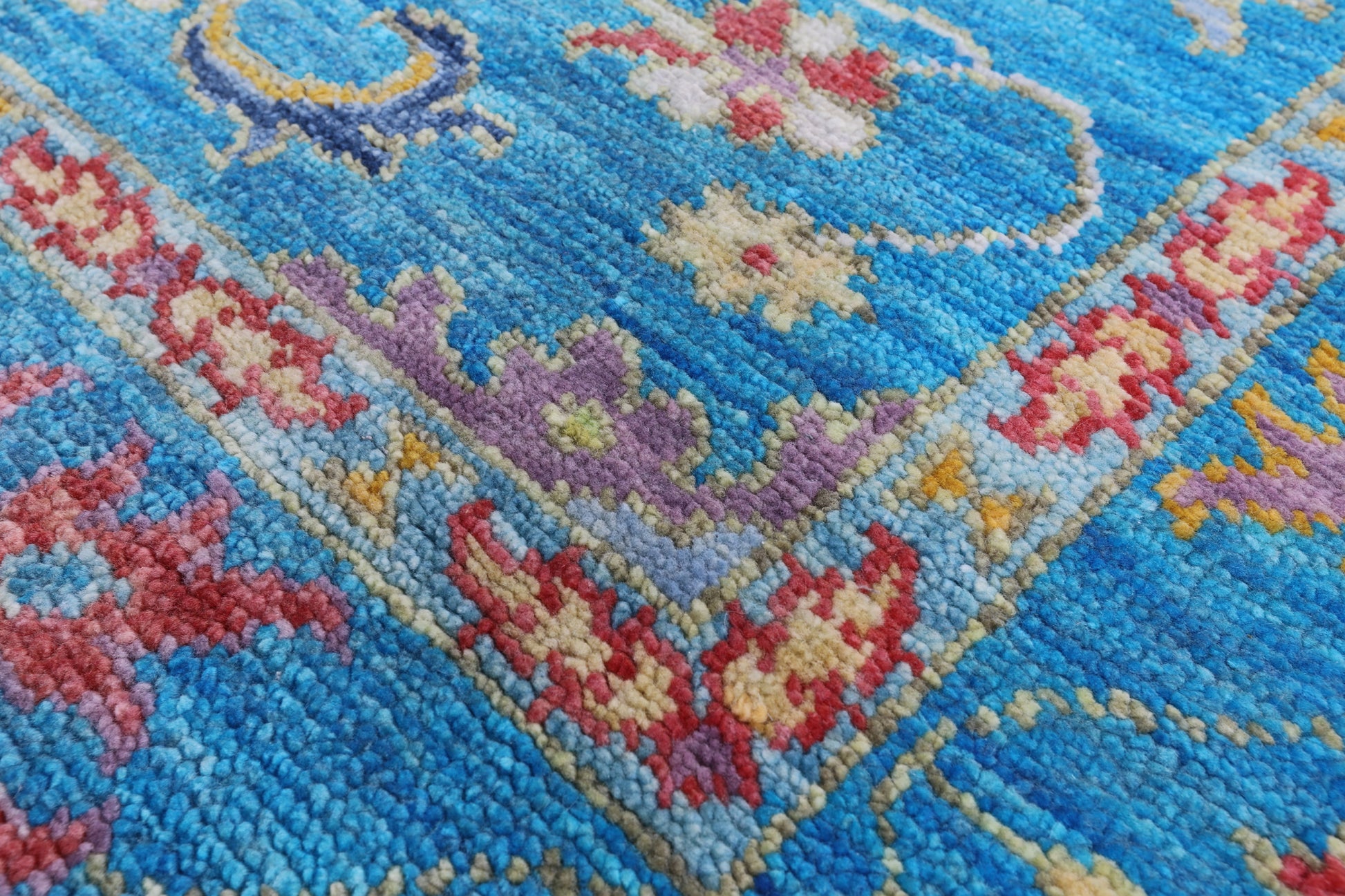 Blue Turkish Oushak Handmade Wool Rug - 7' 11" X 9' 10" - Golden Nile