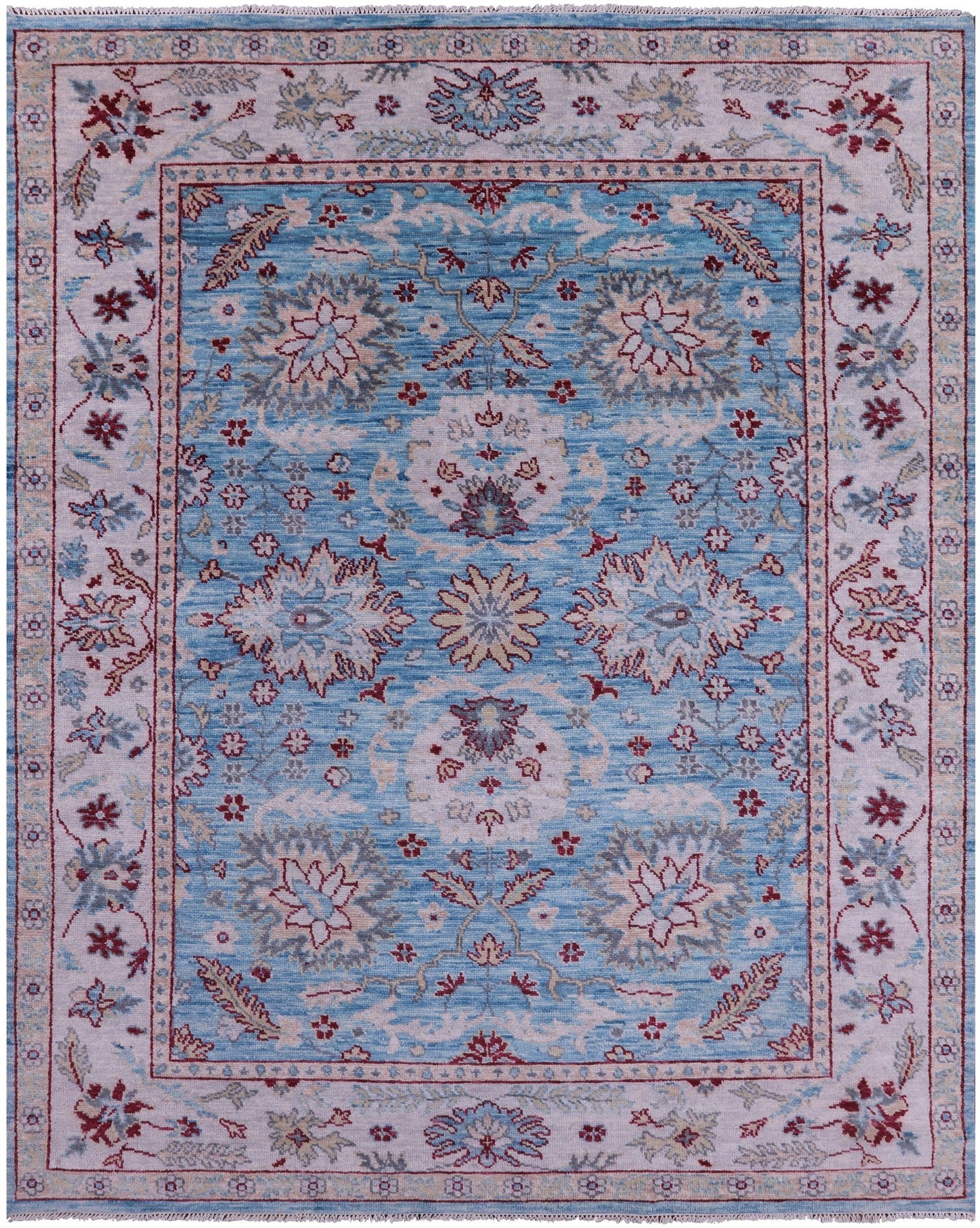 Blue Turkish Oushak Hand Knotted Wool Rug - 8' 3" X 10' 2" - Golden Nile