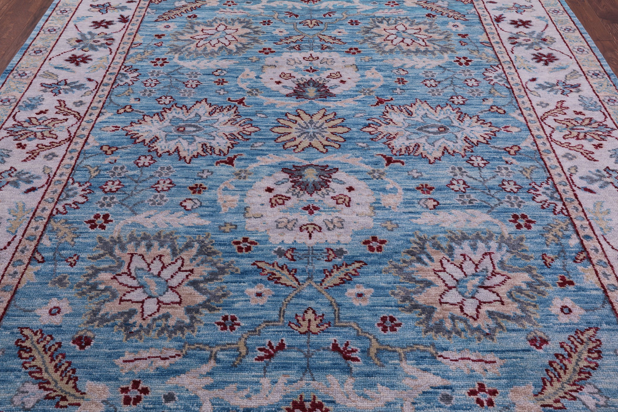 Blue Turkish Oushak Hand Knotted Wool Rug - 8' 3" X 10' 2" - Golden Nile