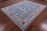 Blue Turkish Oushak Hand Knotted Wool Rug - 8' 3" X 10' 2" - Golden Nile