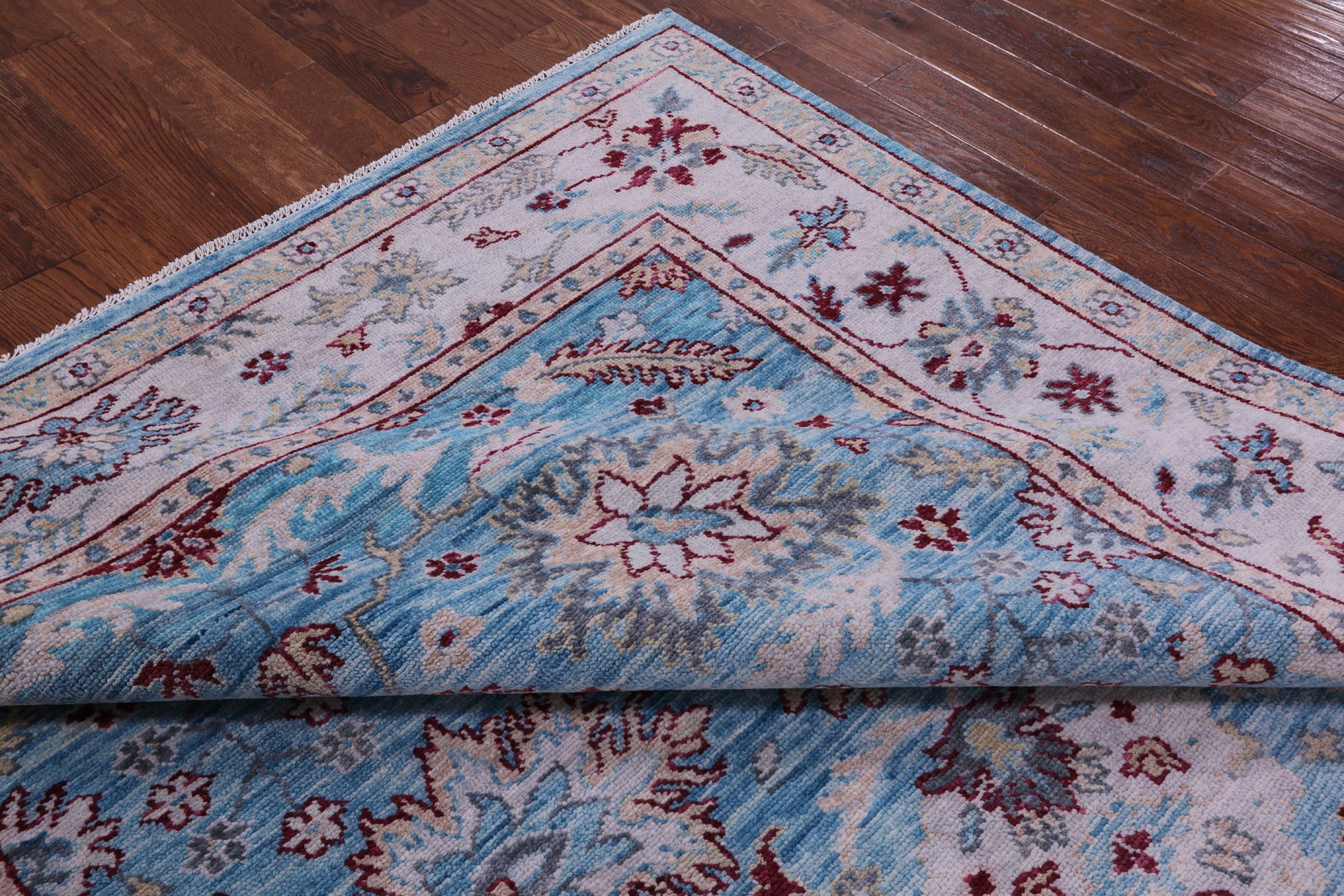 Blue Turkish Oushak Hand Knotted Wool Rug - 8' 3" X 10' 2" - Golden Nile