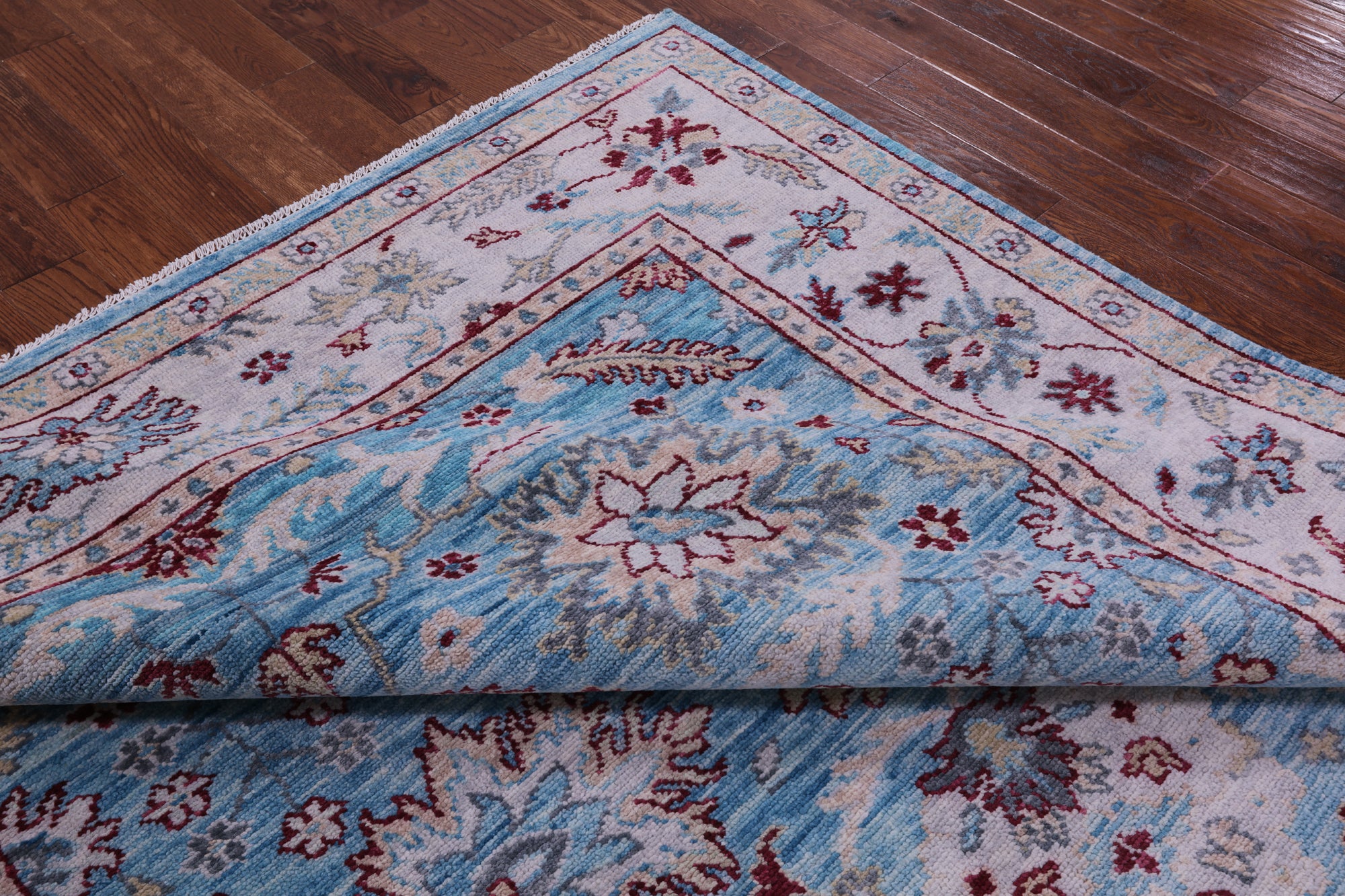 Blue Turkish Oushak Hand Knotted Wool Rug - 8' 3" X 10' 2" - Golden Nile