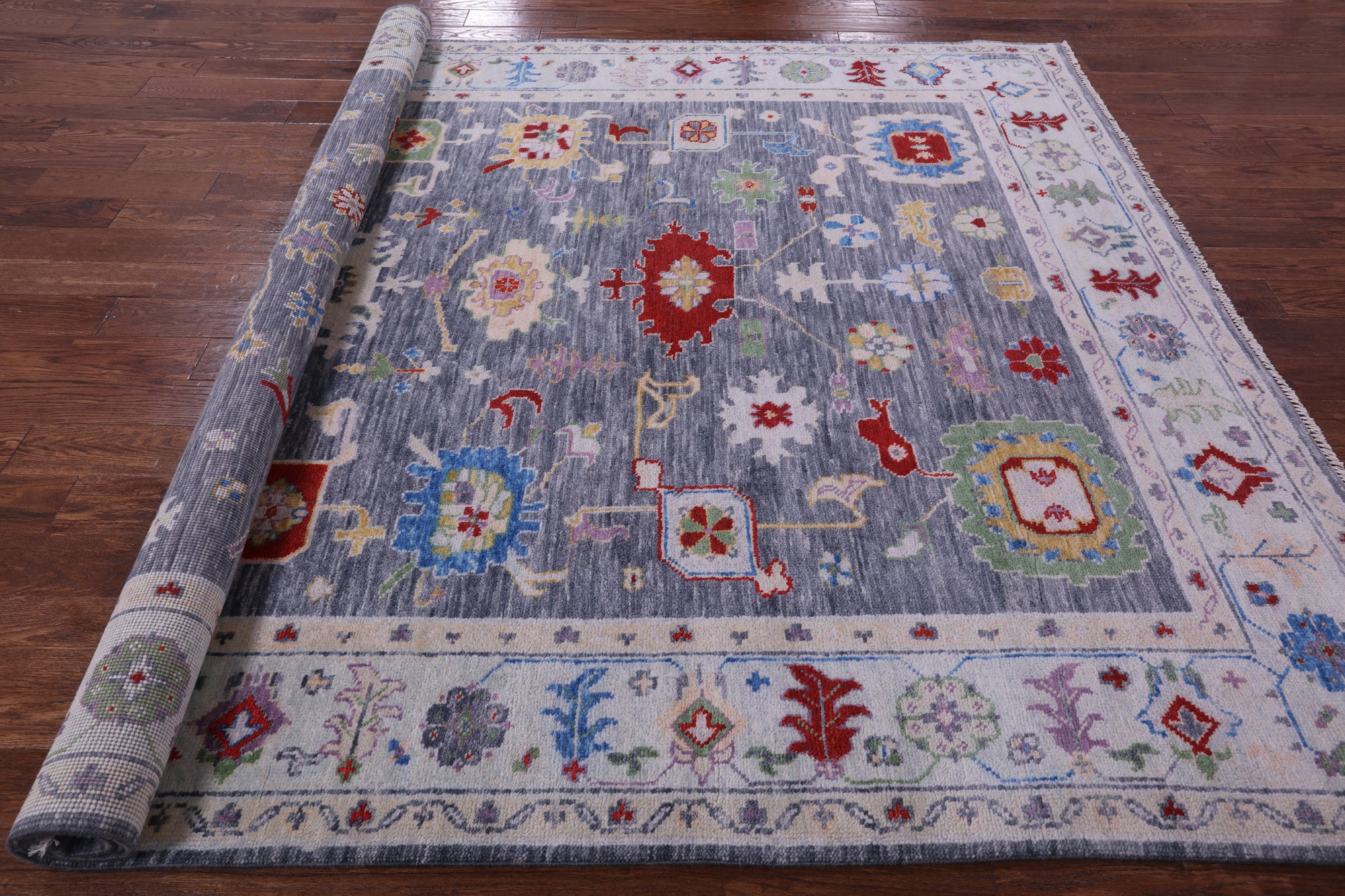 Grey Turkish Oushak Hand Knotted Wool Rug - 8' 1" X 10' 0" - Golden Nile