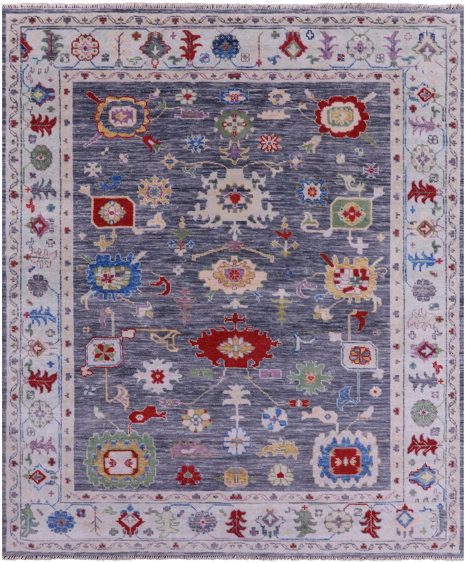 Grey Turkish Oushak Hand Knotted Wool Rug - 8' 1" X 10' 0" - Golden Nile