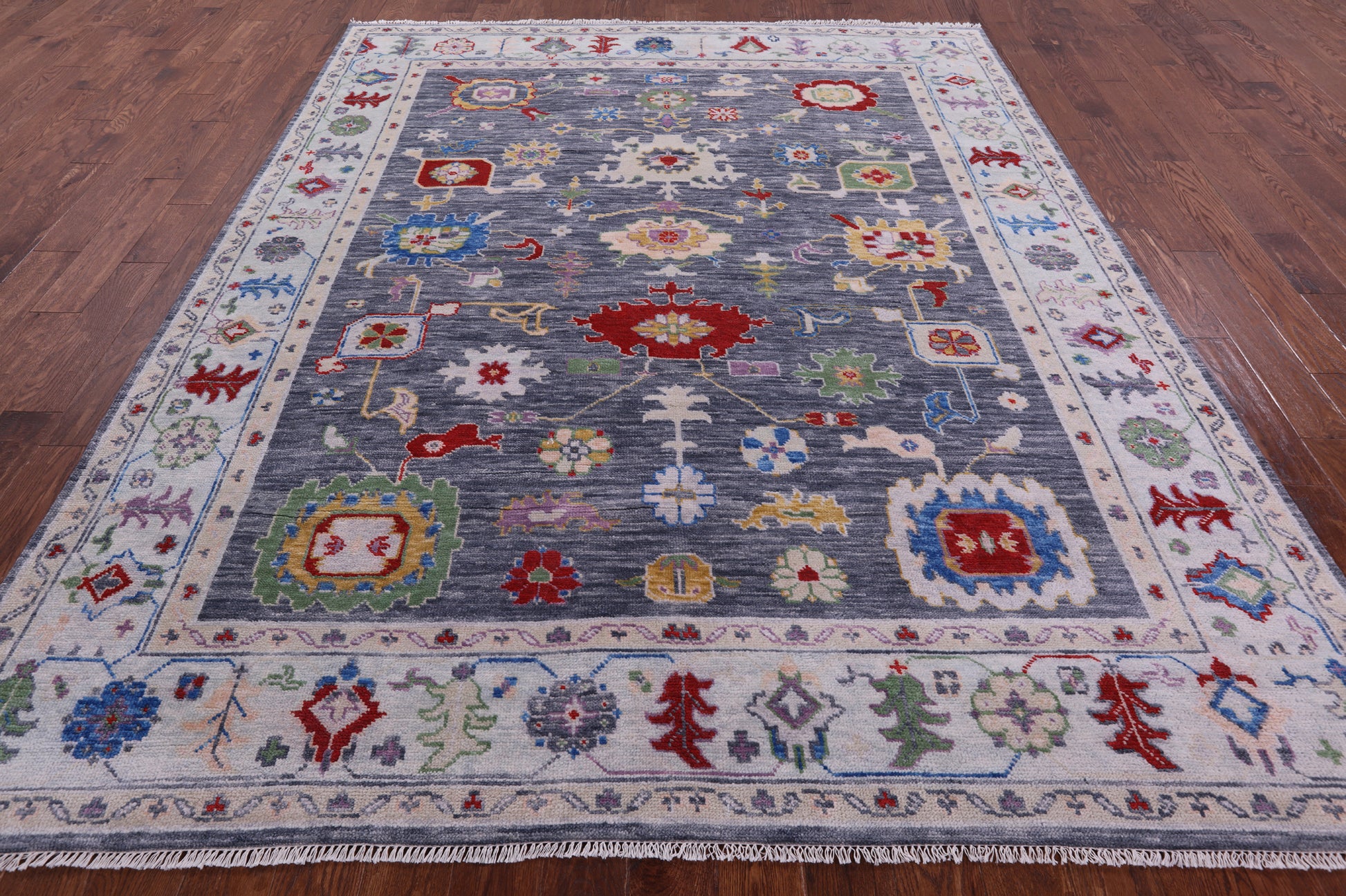 Grey Turkish Oushak Hand Knotted Wool Rug - 8' 1" X 10' 0" - Golden Nile